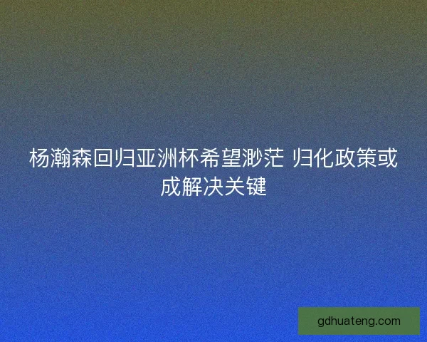 杨瀚森回归亚洲杯希望渺茫 归化政策或成解决关键
