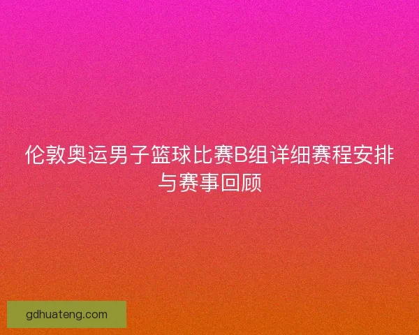 伦敦奥运男子篮球比赛B组详细赛程安排与赛事回顾